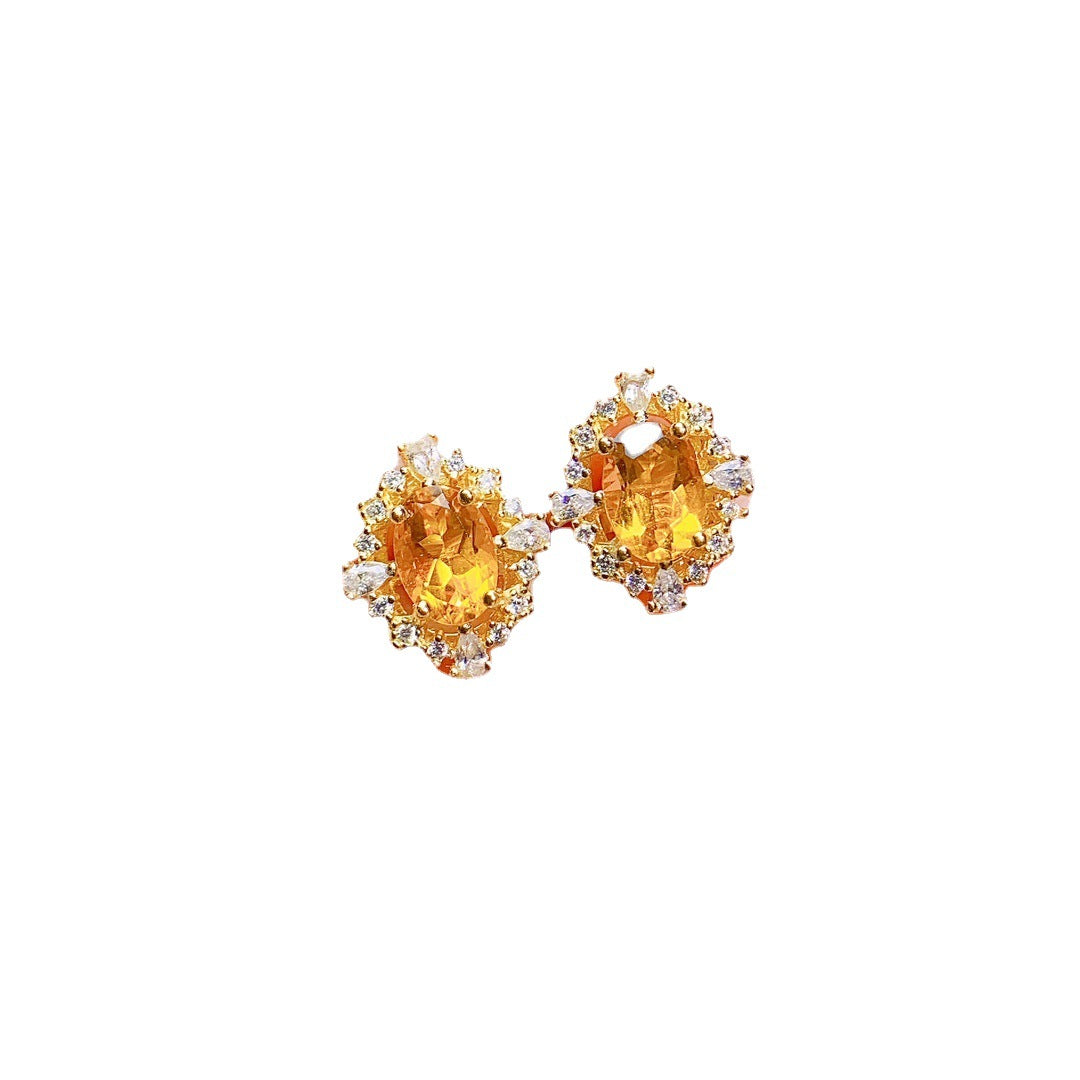Solenne Citrine Spark Studs | S925 Silver
