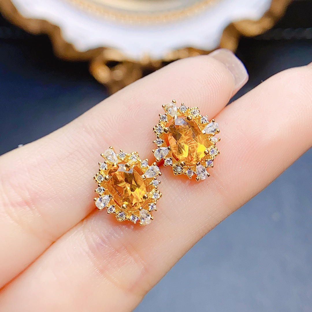 Solenne Citrine Spark Studs | S925 Silver