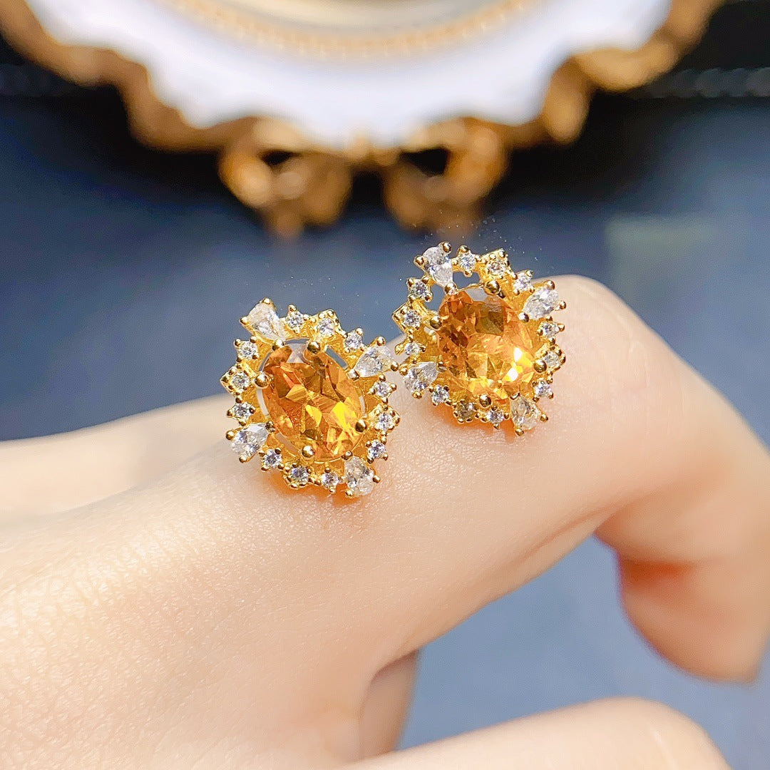 Solenne Citrine Spark Studs | S925 Silver