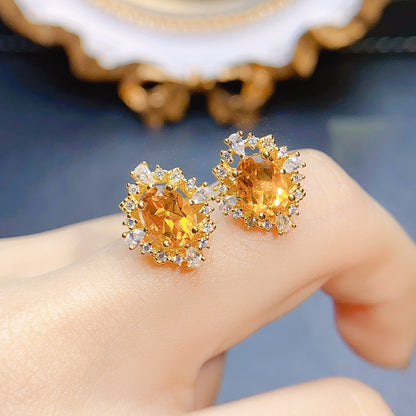 Solenne Citrine Spark Studs | S925 Silver