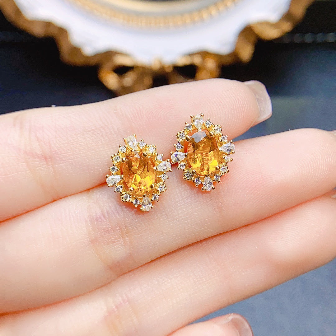 Solenne Citrine Spark Studs | S925 Silver